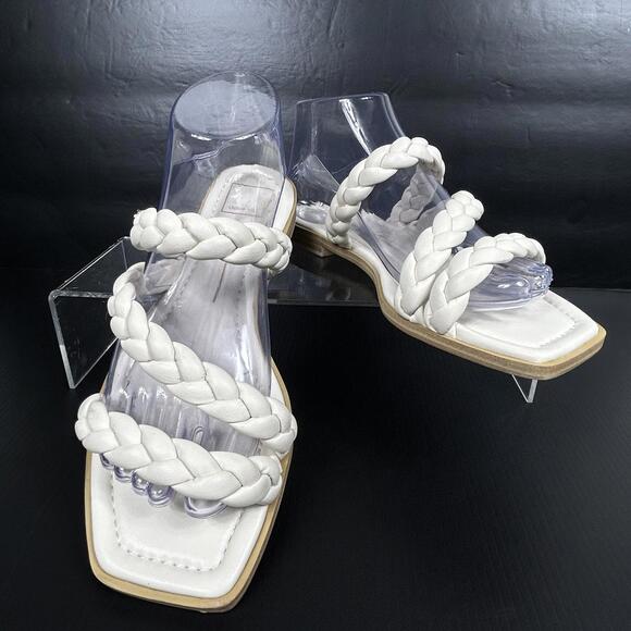 Dolce Vita‎ Size 8.5 Braided Ivory White Slide Sandals Bridal Wedding Women's - Picture 1 of 8